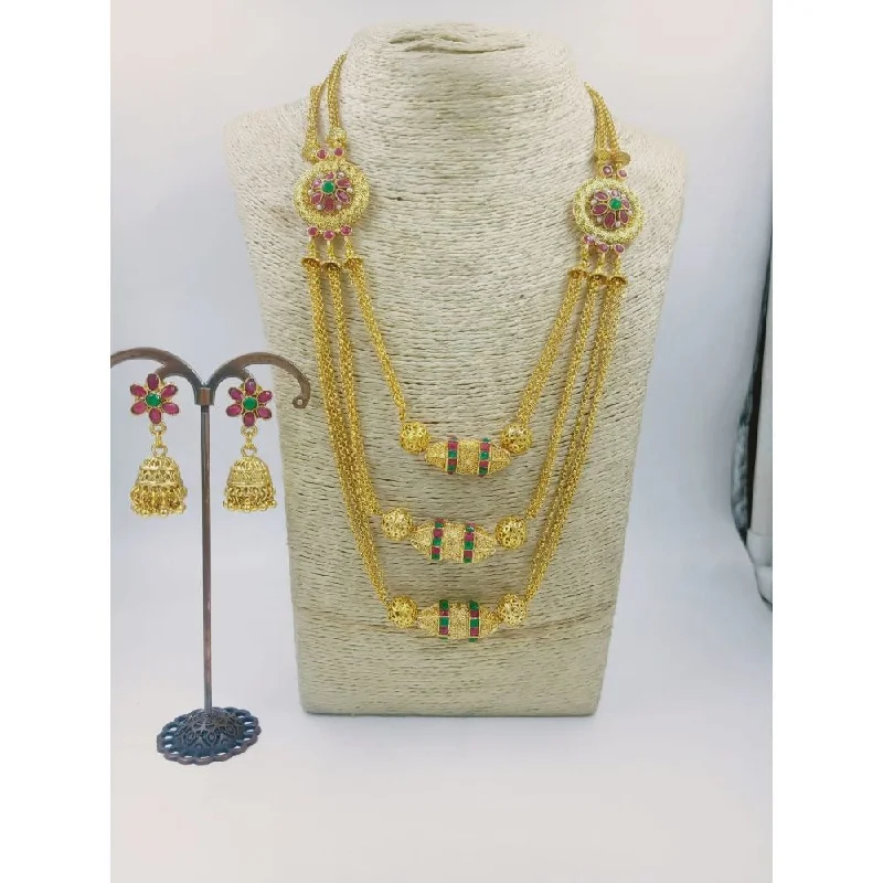 Rose Gold Necklaces for Women-Akruti Collection Gold Plated Long Necklace Set