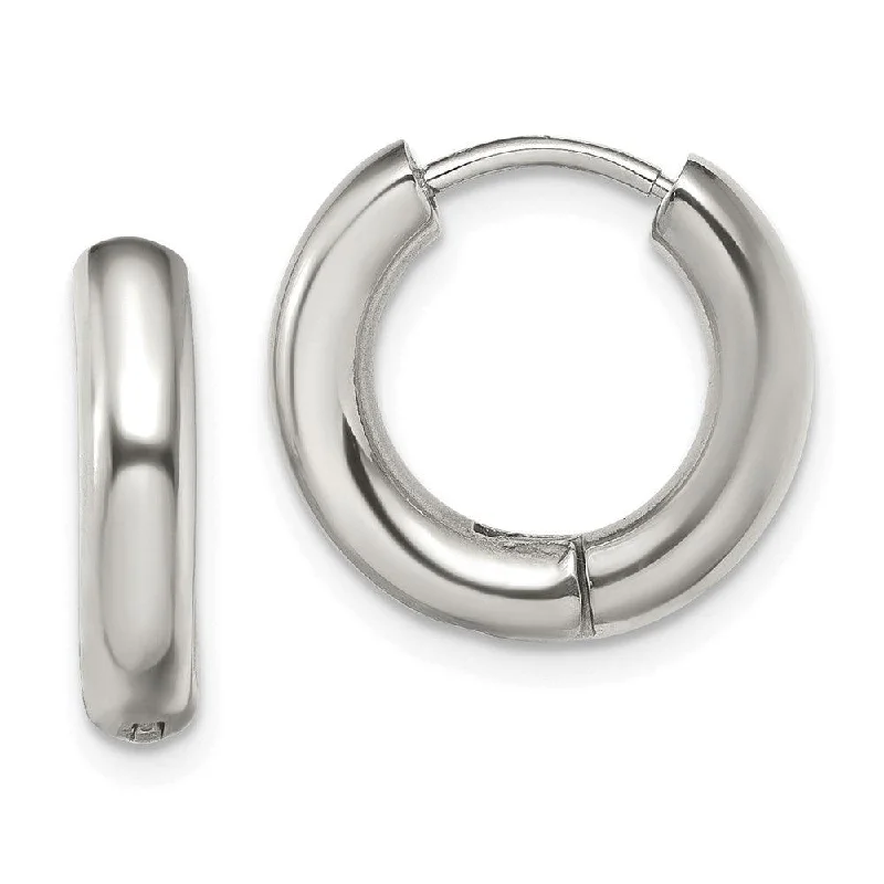 Colorful Statement Earrings-Stainless Steel Polished 3.5mm Hinged Hoop Earrings