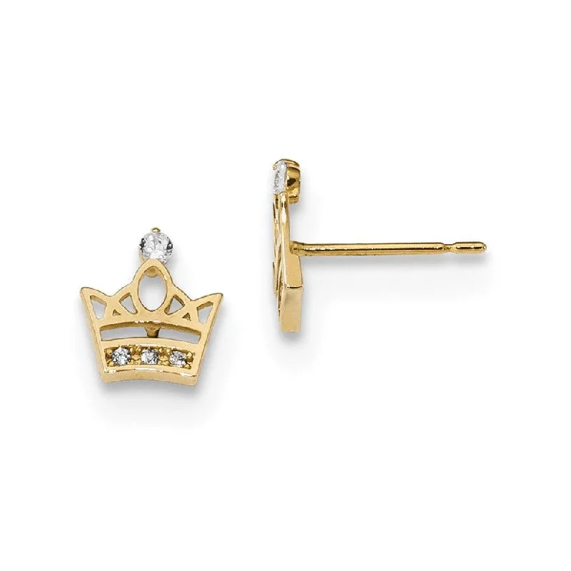 Statement Earrings for Weddings-Madi K Kid's 14k   CZ Crown Post Earrings