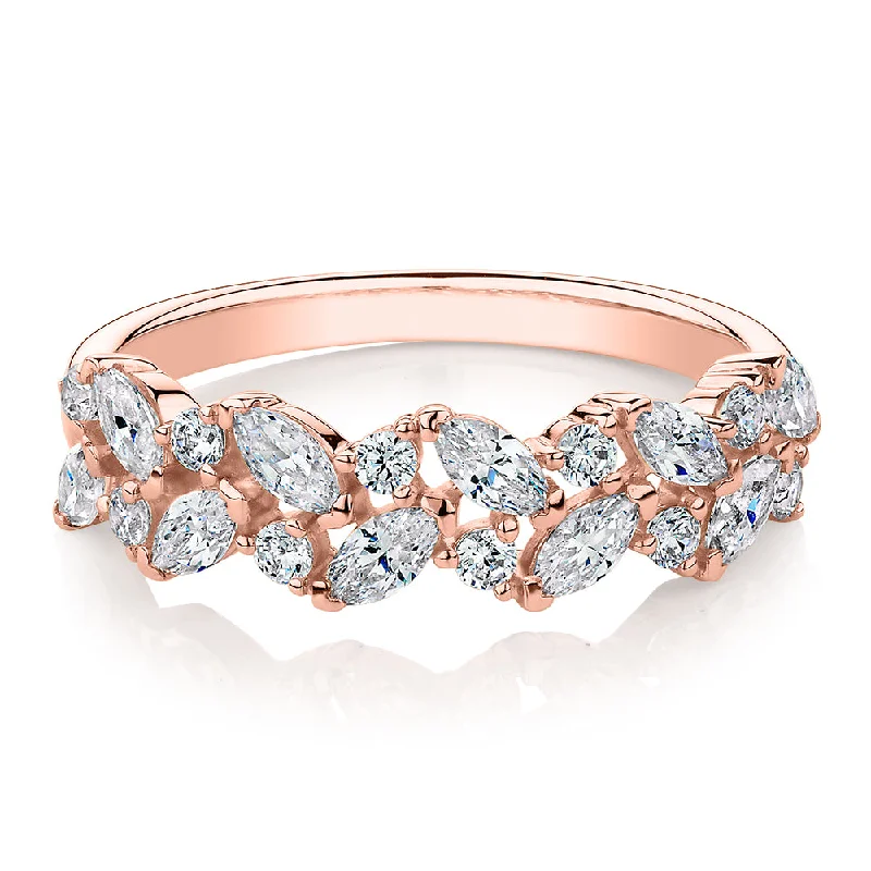 Designer Silver Rings-Dress ring with 1.15 carats* of diamond simulants in 10 carat rose gold