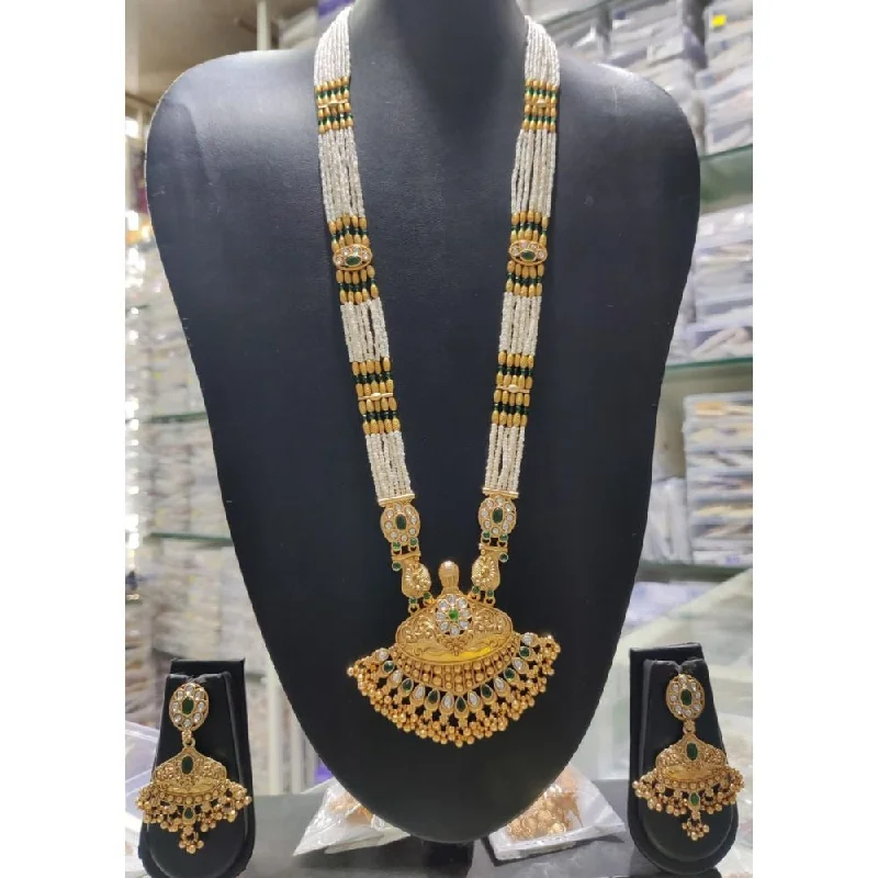 Trendy Necklaces for Teens-Akruti Collection Gold Plated Long Necklace Set