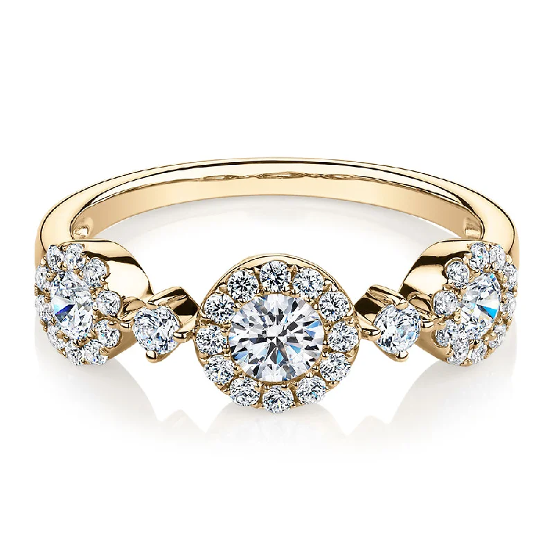 Large Cocktail Rings-Celeste Dress ring with 0.83 carats* of diamond simulants in 10 carat yellow gold