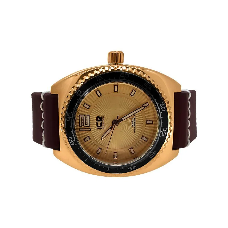 Designer Fashion Watches for Women-Rose Divers Watch with Thick Red Leather Band