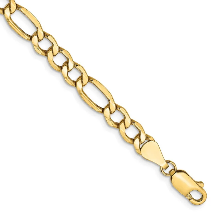 Classic Chain Bracelets-14K 8 inch 5.75mm Semi-Solid Figaro with Lobster Clasp Bracelet