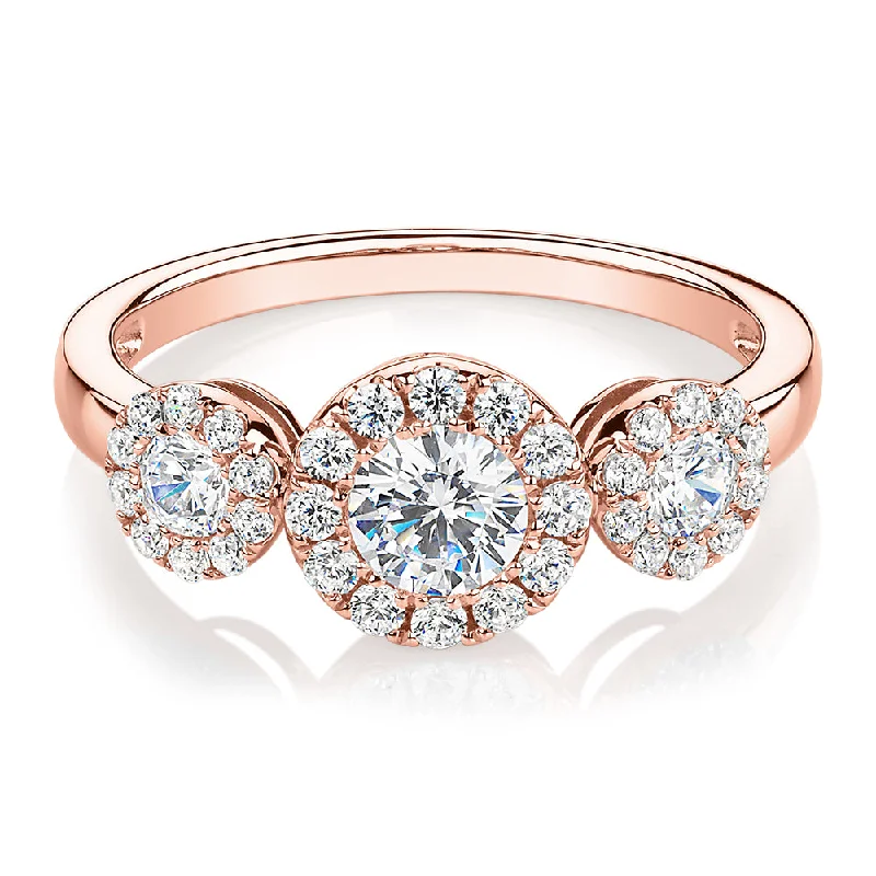 Stylish Couple Rings-Celeste Dress ring with 1.02 carats* of diamond simulants in 10 carat rose gold