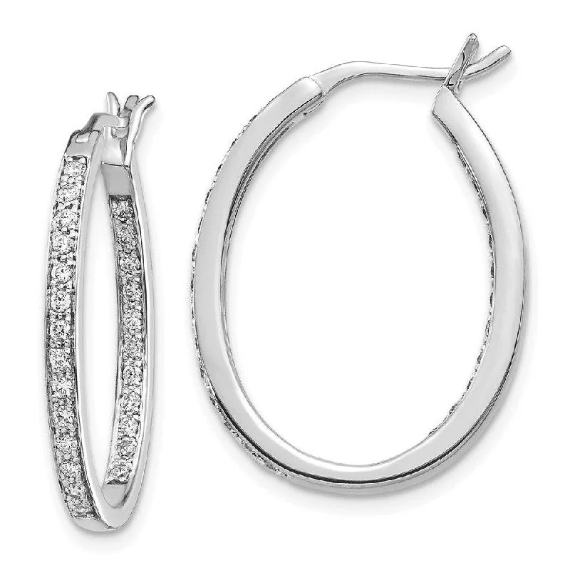 Cute Animal Earrings-14k White Gold Diamond In/Out Hoop Earrings