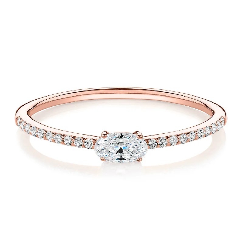 Dainty Gold Rings-Dress ring with 0.31 carats* of diamond simulants in 10 carat rose gold