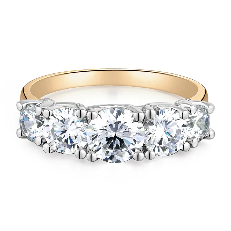 Custom Oval Diamond Rings-Dress ring with 2.26 carats* of diamond simulants in 10 carat yellow and white gold