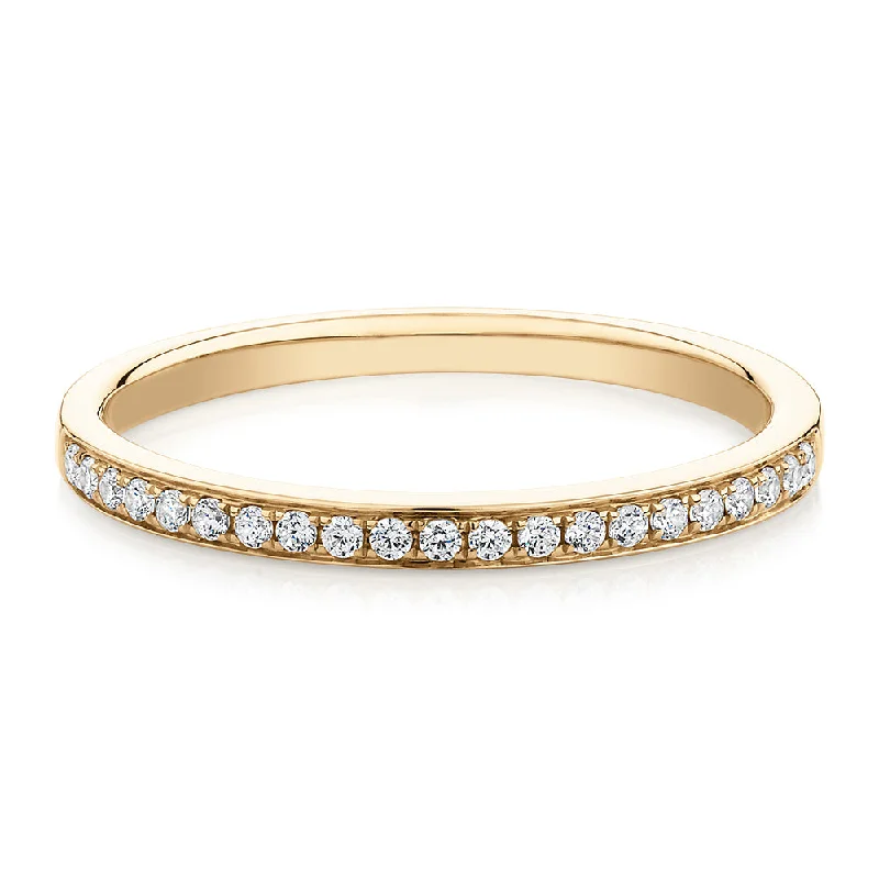 Vintage Wedding Rings-Round Brilliant wedding or eternity band in 14 carat yellow gold