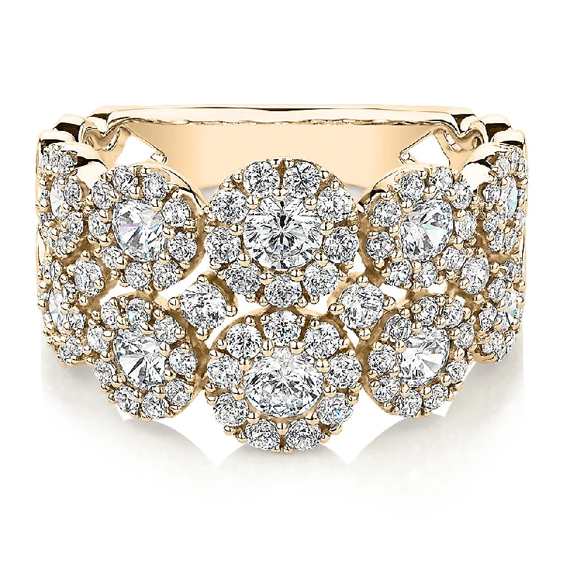 Vintage Wedding Rings-Celeste Dress ring with 1.87 carats* of diamond simulants in 10 carat yellow gold