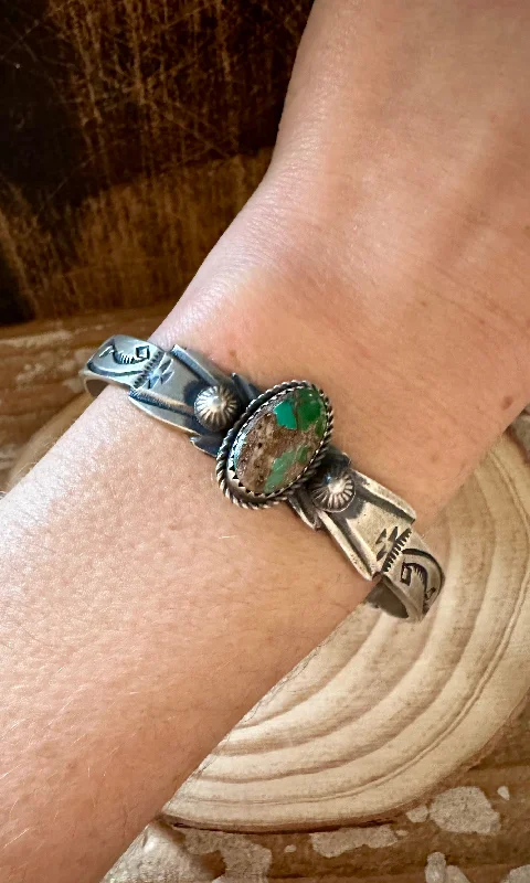 Elegant Gemstone Cuff Bracelets-NAVAJO MOUNTAIN TURQUOISE Bracelet 24g