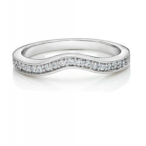 Bold Statement Rings-Curved wedding or eternity band in 14 carat white gold