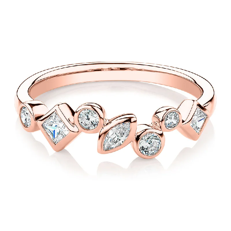 Custom Wedding Bands-Dress ring with 0.48 carats* of diamond simulants in 10 carat rose gold