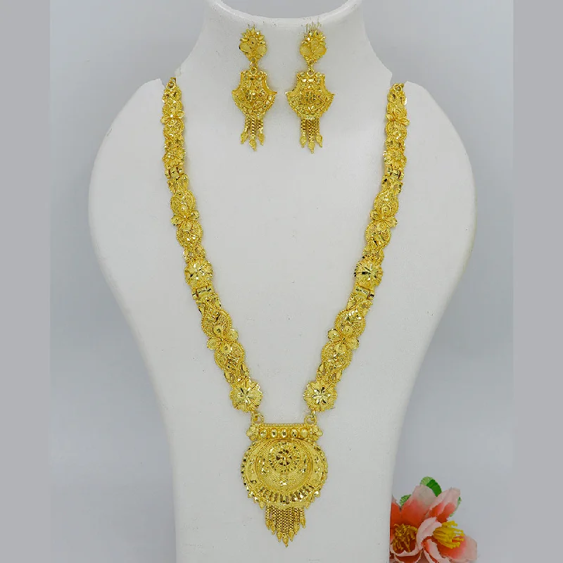 Vintage Gemstone Necklaces-Mahavir Gold Plated Necklace Set