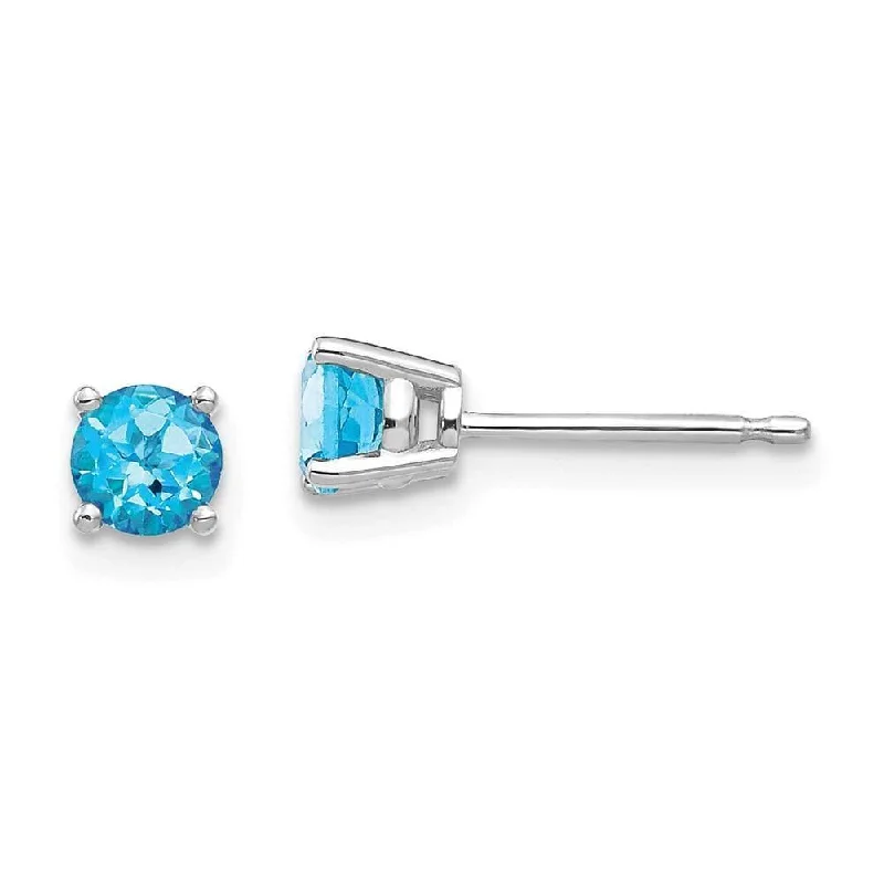 Multi-Layered Earrings-14k White Gold 4mm Blue Topaz Earrings