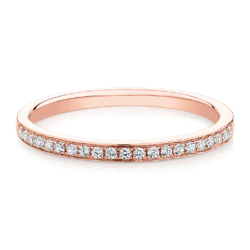 Personalized Birthstone Rings-Round Brilliant wedding or eternity band in 14 carat rose gold