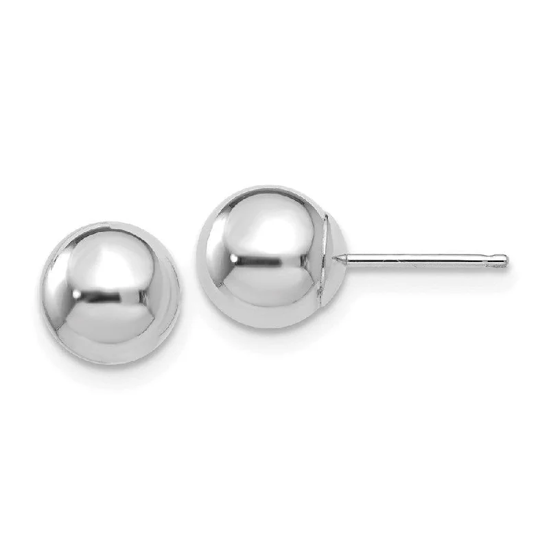 Luxury Earrings for Brides-14k White Gold Polished 7mm Ball Post Earrings