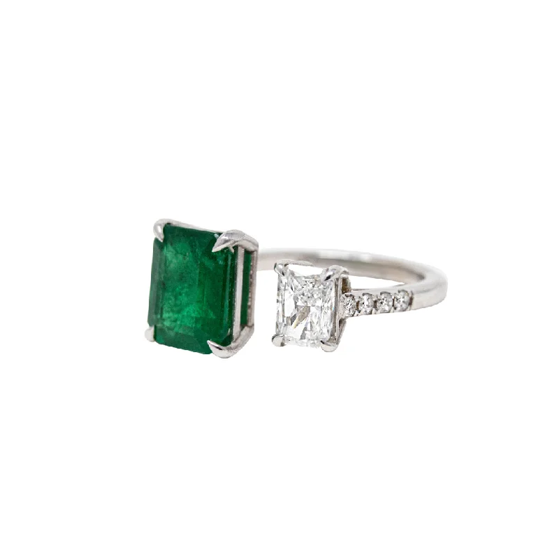 Large Statement Rings-Diamond & Emerald Euphoric Ring