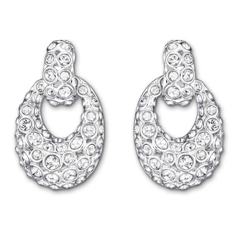 Cute Flower Earrings-Swarovski Women's Pierced Earrings - Rarely Silver Rhodium Plated | 5005866