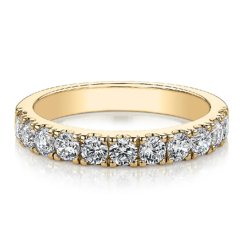 Blue Diamond Rings-Wedding or eternity band with 0.88 carats* of diamond simulants in 14 carat yellow gold