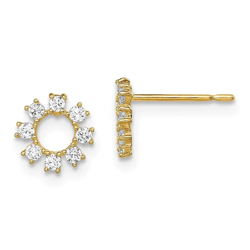 Luxury Earrings for Brides-Madi K Kid's 14k  CZ Circle Post Earrings