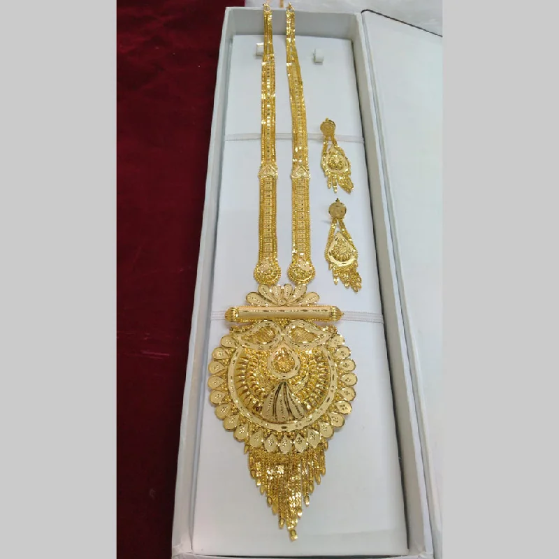 Unique Crystal Necklaces-Pari Art Jewellery Forming Gold Long Necklace Set