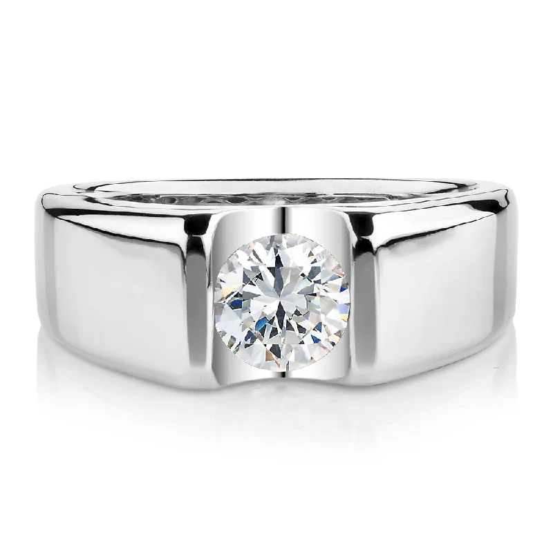 Solitaire Engagement Rings-Dress ring with 1.03 carats* of diamond simulants in sterling silver