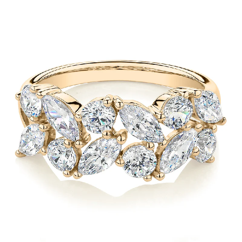 Customizable Wedding Bands-Dress ring with 3.36 carats* of diamond simulants in 10 carat yellow gold