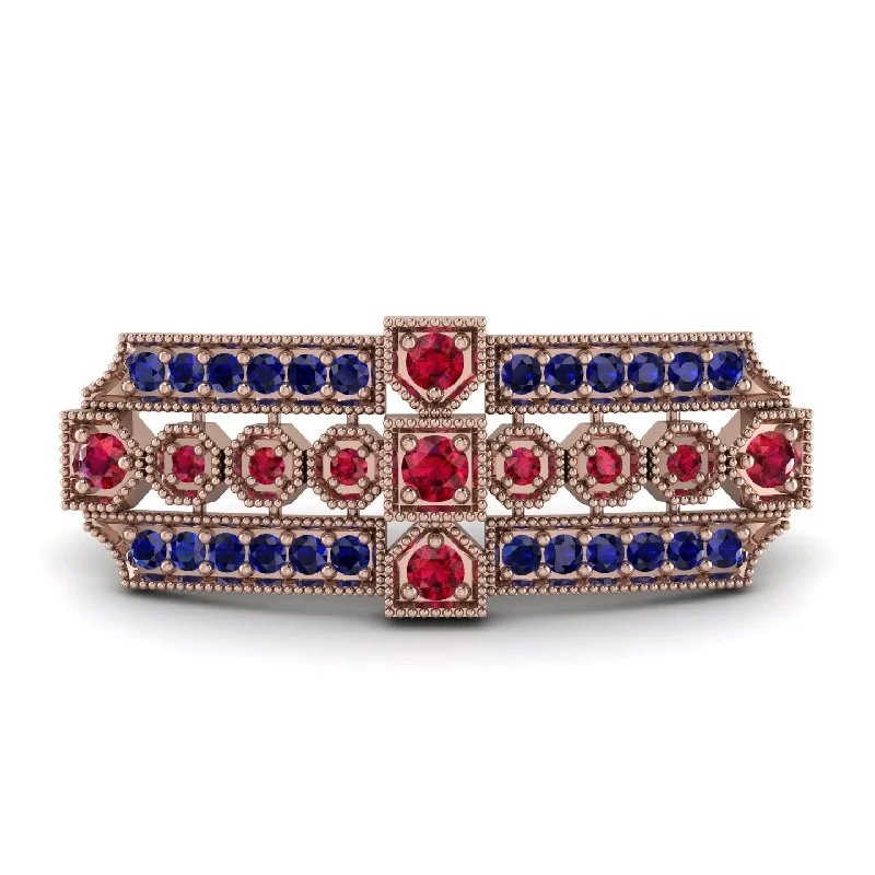 Retro Brooch with Rhinestone Detailing-Ruby Antique Elegance Brooch - Alondra No. 71