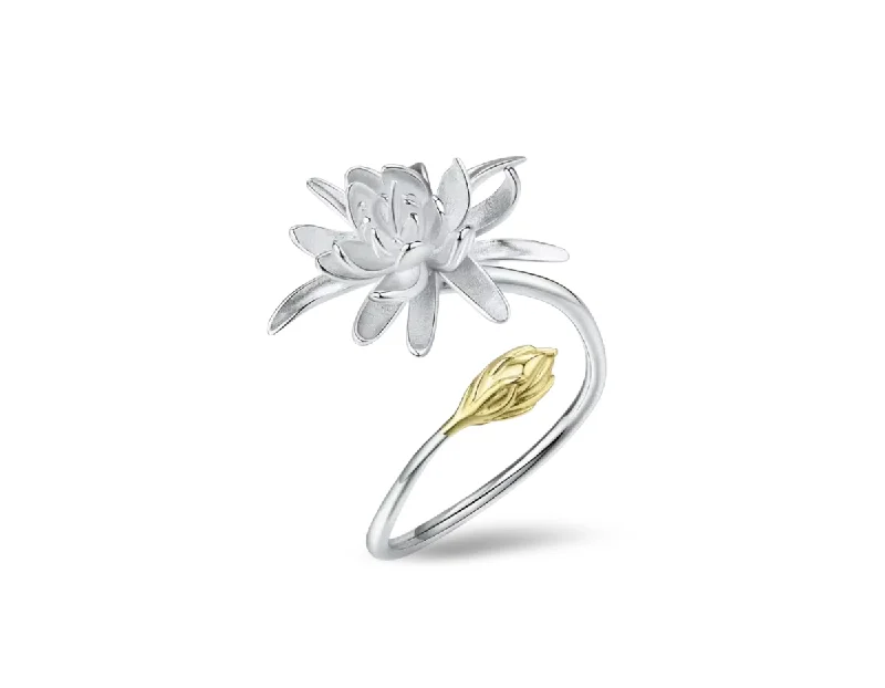 Colored Diamond Engagement Rings-Night-Blooming Cereus Flower Dangle Ring