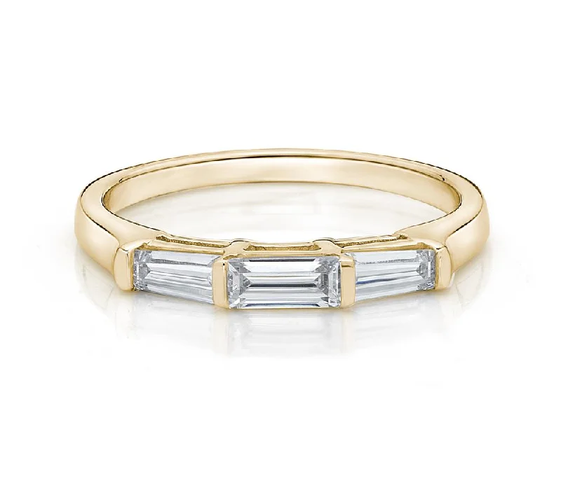 Custom Gold Signet Rings-Wedding or eternity band with 0.66 carats* of diamond simulants in 14 carat yellow gold