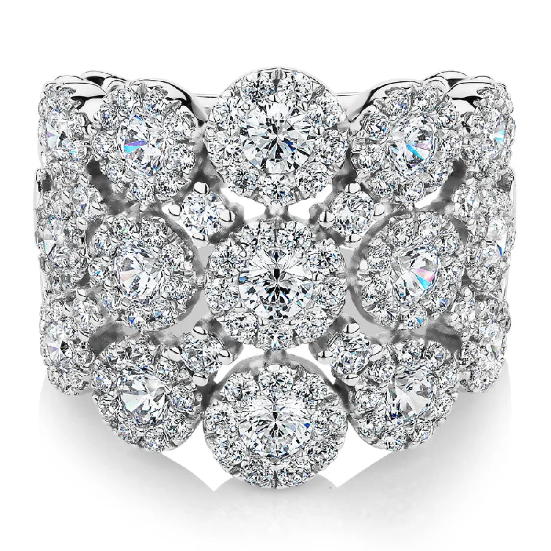 Silver Band Rings-Celeste Dress ring with 2.86 carats* of diamond simulants in 10 carat white gold