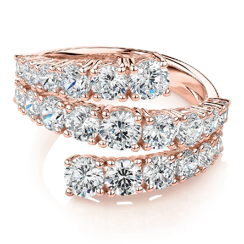 Custom Wedding Rings with Engraving-Dress ring with 3.2 carats* of diamond simulants in 10 carat rose gold