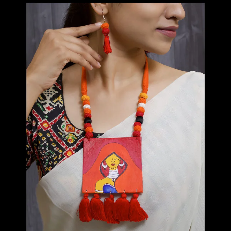 Colorful Beaded Pendant Necklaces-Pakhi Creation Handmade Long Necklace Set