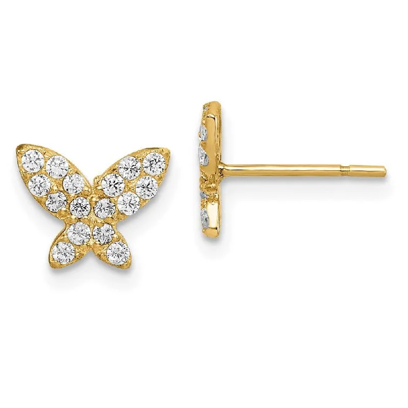 Crystal Stud Earrings-Madi K Kid's 14k  Butterfly CZ Post Earrings