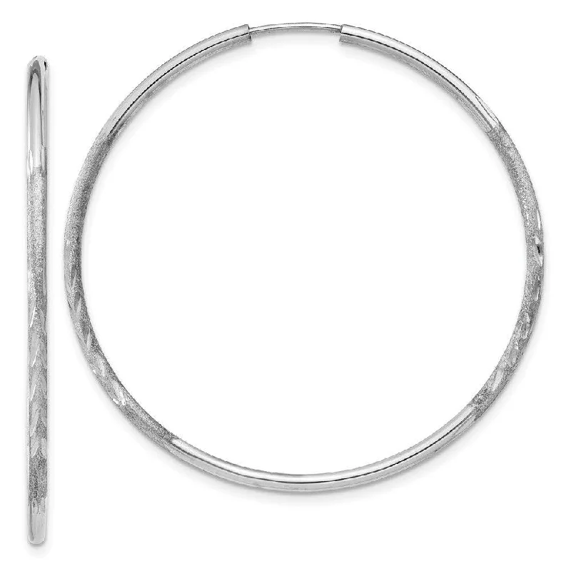 Small Hoop Earrings-14k White Gold 1.5mm Diamond-cut Endless Hoop Earrings