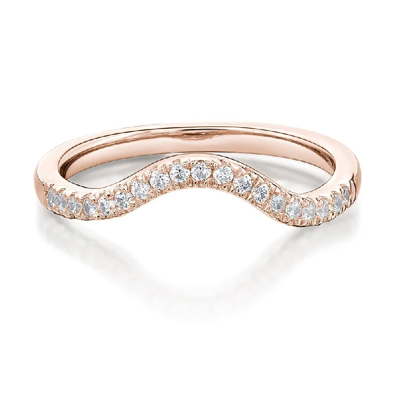 Solitaire Engagement Rings-Curved wedding or eternity band in 14 carat rose gold