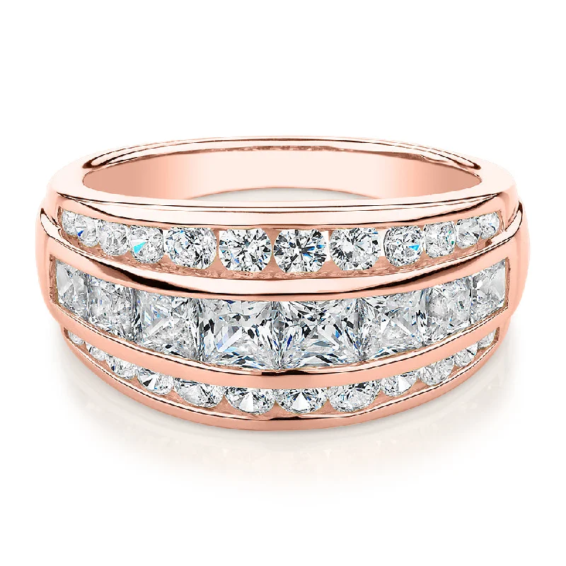 Modern Engagement Rings-Dress ring with 2.42 carats* of diamond simulants in 10 carat rose gold