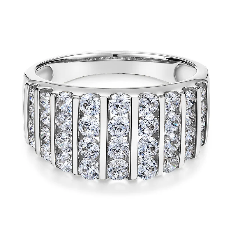 Unique Men's Wedding Bands-Dress ring with 1.44 carats* of diamond simulants in 10 carat white gold