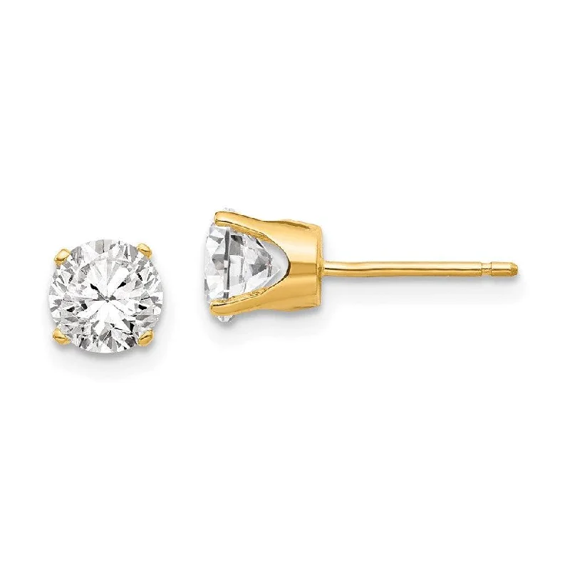 Chunky Earrings for Parties-14k 5.5mm CZ stud earrings