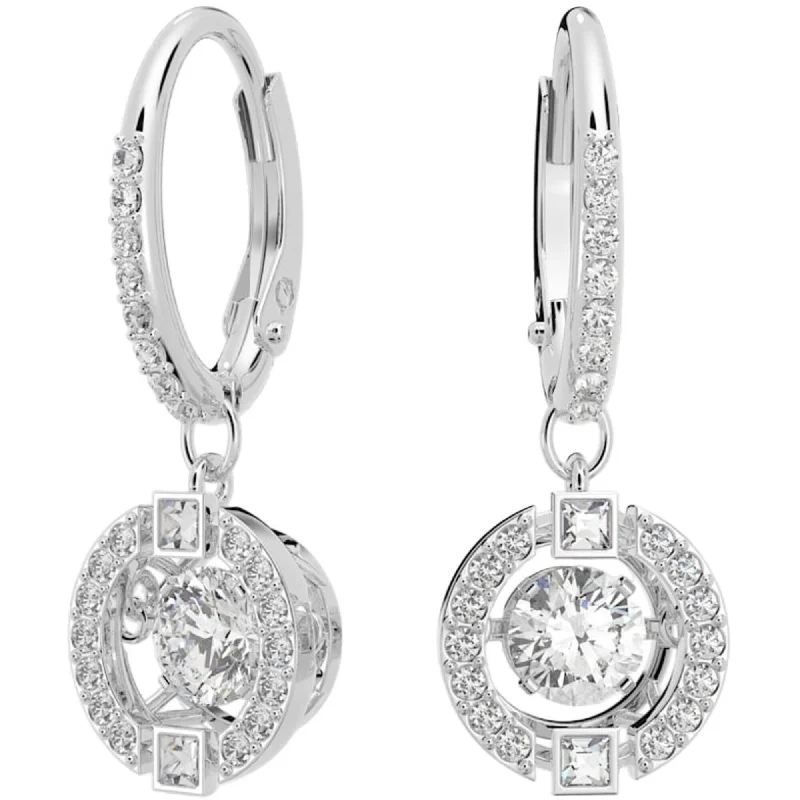 Mixed Color Earrings-Swarovski Women's Earrings - Sparkling Dance Round Cut White Rhodium Plated | 5504652