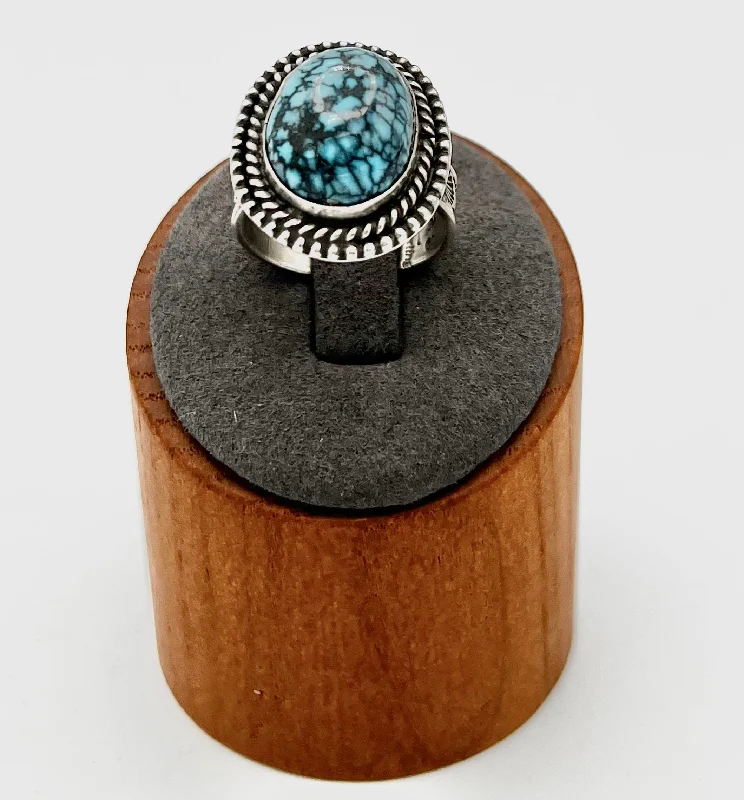 Antique Engagement Rings-Ring- Vintage Navajo Bisbee Turquoise