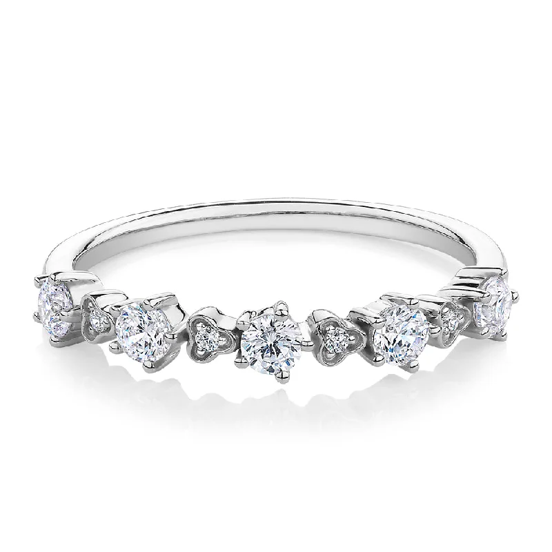 Simple Wedding Rings-Wedding or eternity band with 0.32 carats* of diamond simulants in 10 carat white gold