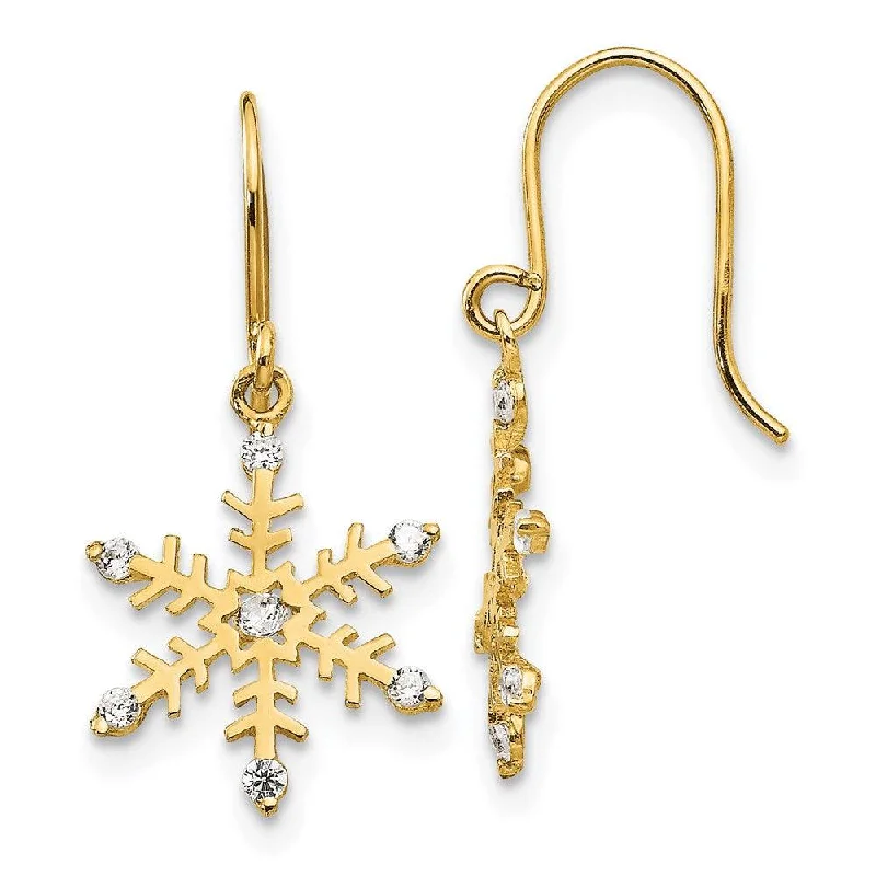 Eco-Conscious Earrings-Madi K Kid's 14k  CZ  Snowflake Dangle Earrings