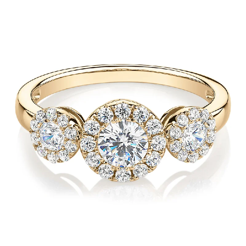 Personalized Couple’s Rings-Celeste Dress ring with 1.02 carats* of diamond simulants in 10 carat yellow gold