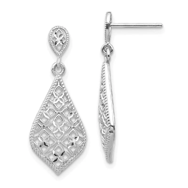 Designer Crystal Earrings-14K White Gold Dangle Earrings