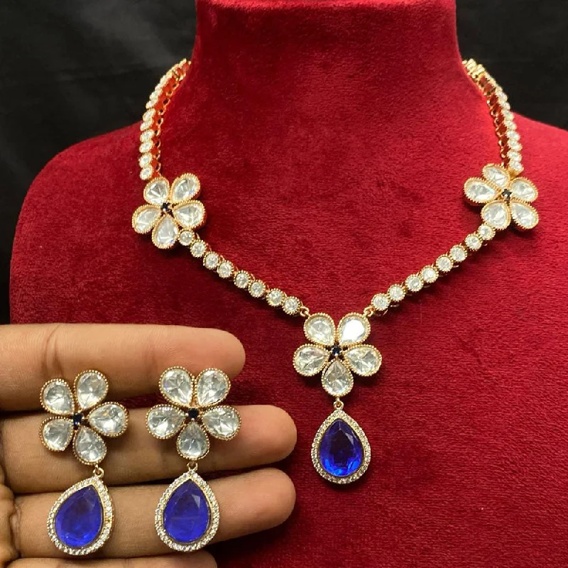 Custom Infinity Necklaces-Royal Kundan Jewellery Gold Plated Polki Kundan Necklace Set