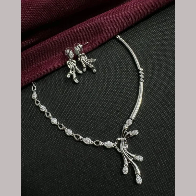 Luxury Choker Necklaces-Manisha Jewellery Silver Plated Austrian Stone Necklace Set