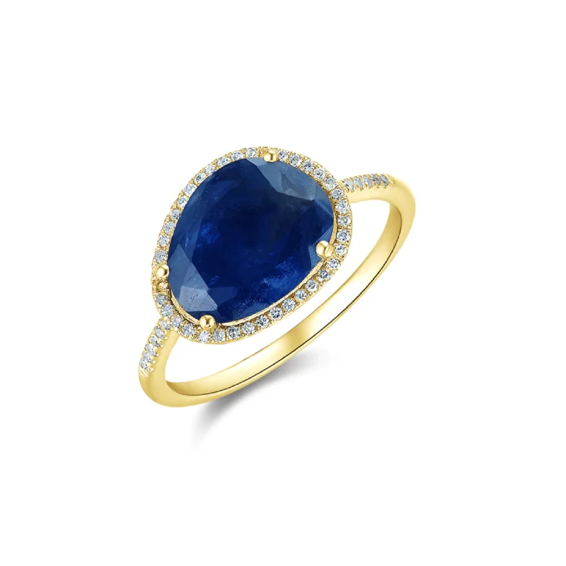 Modern Engagement Rings-Emerson Faceted Blue Sapphire Ring