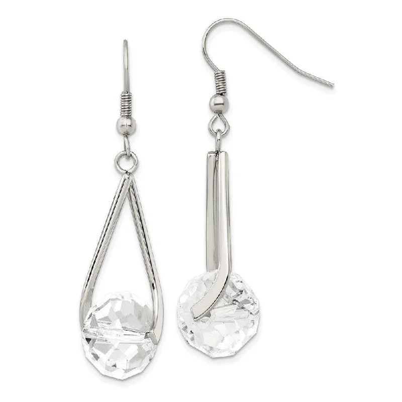 Organic Pearl Earrings-Stainless Steel Polished Glass Shepherd Hook Earrings